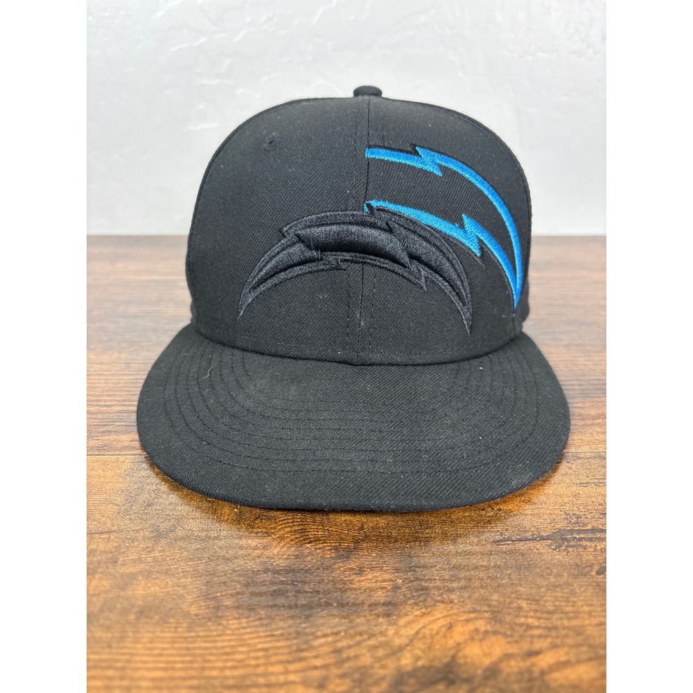 New Era 59FIFTY Los Angeles Chargers Fitted Hat Black Blue NFL Size 7 Cap